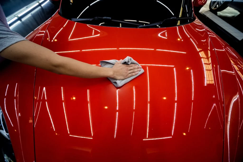 A car receiving a ceramic auto coating in Las Vegas